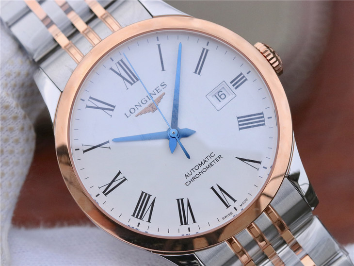 AF浪琴開創者繫列L2.820.5.11.7男士機械手錶 新款 頂級復刻錶水平 間玫瑰金￥4580元-高仿浪琴