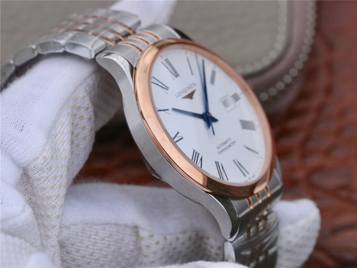 AF浪琴開創者繫列L2.820.5.11.7男士機械手錶 新款 頂級復刻錶水平 間玫瑰金￥4580元-高仿浪琴