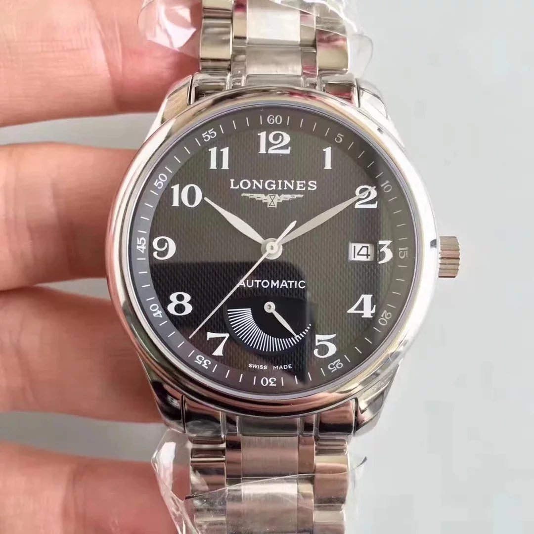 浪琴1:1高仿名匠繫列L2.708.4.51.6黑面男士機械鋼帶手錶 動能顯示￥4480元