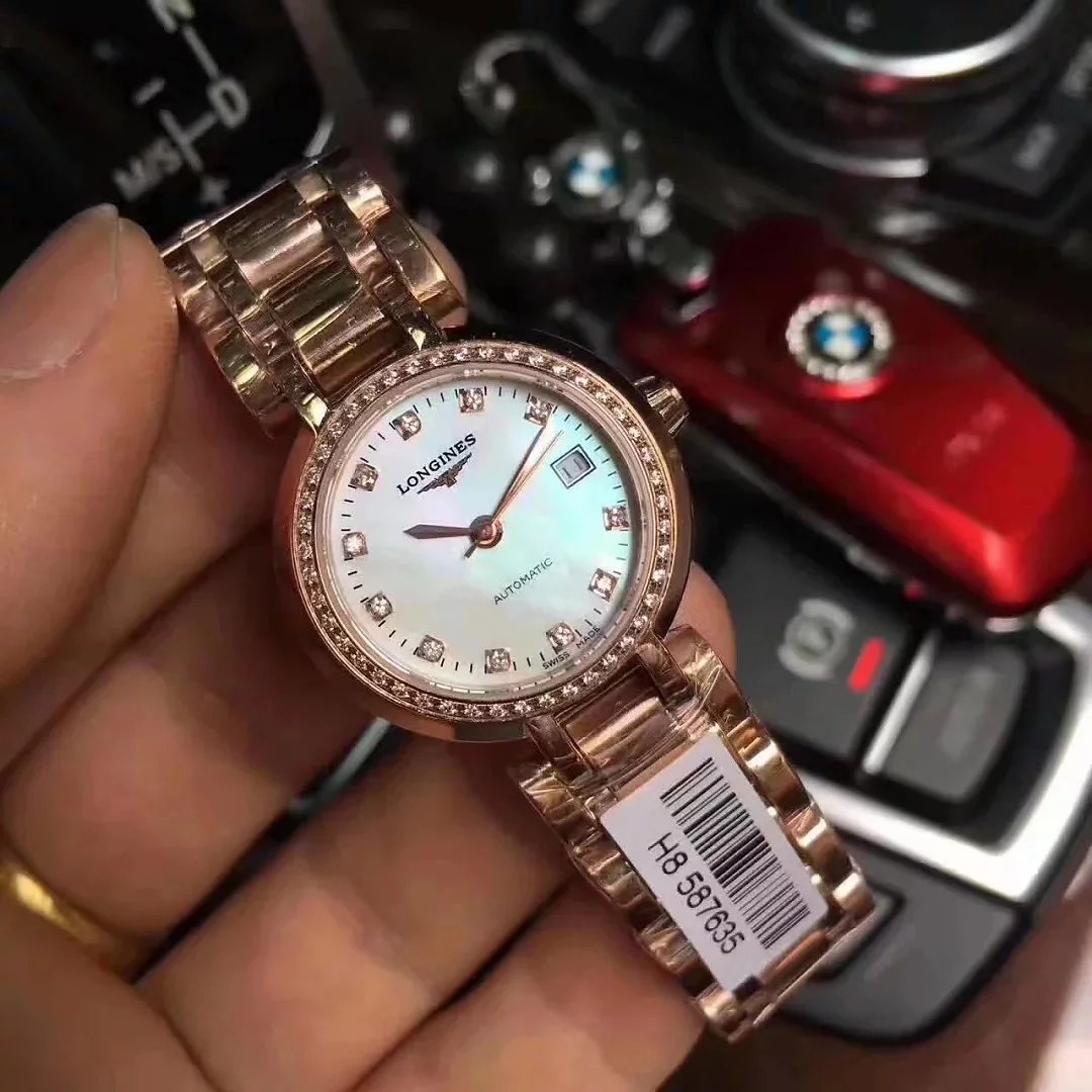 一比一復刻市場最高版本浪琴心月繫列女士機械手錶 玫瑰金鑲鉆￥3580元