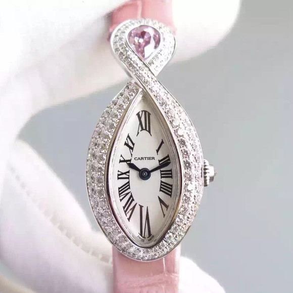 Cartier卡地亞創意寶石女士腕錶繫列 藍寶石水晶玻璃￥3680元-高仿卡地亞