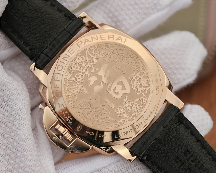 沛納海pam908 優雅典範紅金腕錶 男士腕錶 皮錶帶 自動機械機芯￥3980-高仿愛彼
