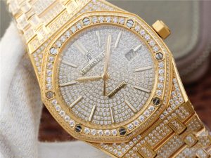 愛彼皇家橡樹繫列15400.OR滿天星鉆錶 男士機械錶 18k金版￥4380-高仿愛彼