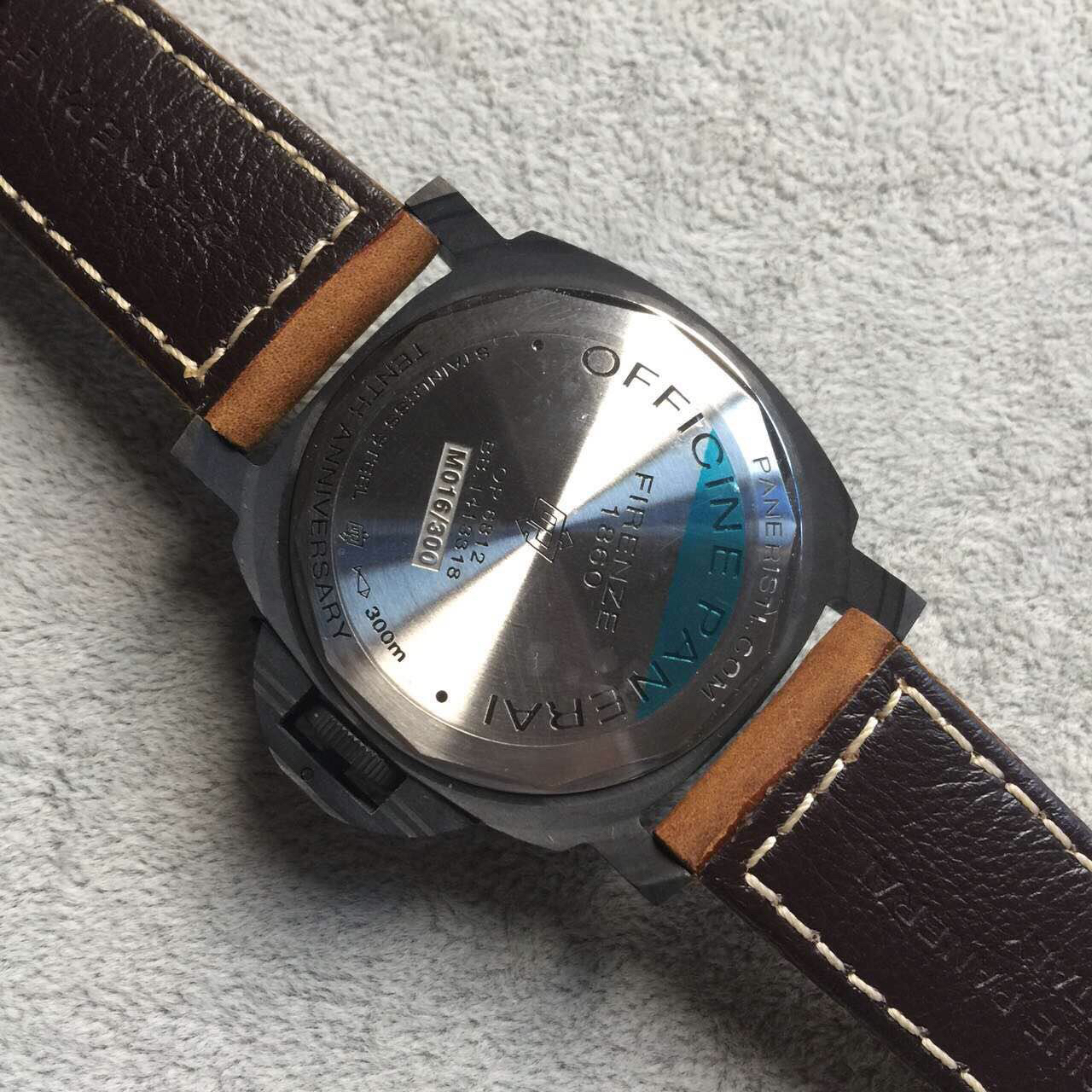 沛納海PAM360 碳纖限量版 牛皮錶帶 瑞士6497手動機械機芯 男士腕錶￥3480-高仿沛納海