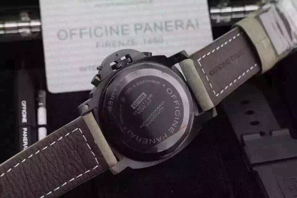 沛納海PAM363，PVD 牛皮錶帶 ASlA7753全自動機械機芯 男士腕錶￥4280-高仿沛納海